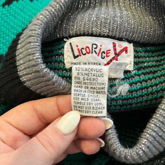 Vintage LicoRice X Horse Pattern Sweater - Teal and Black Made in Korea - Picture 7 of 11